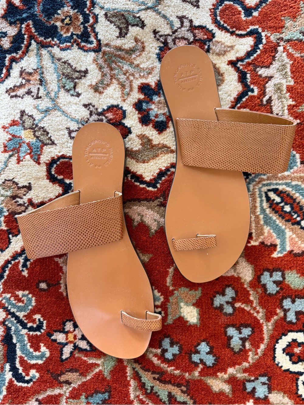 ATP ATELIER Astrid Lizard-Effect Leather Sandals size 38